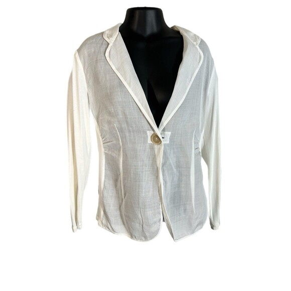 Brunello Cucinelli Jacket White Sheer Cotton M Ramie Solid Sleeves Light Cool - Picture 1 of 10